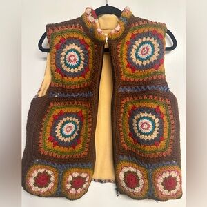 ✌🏻☮️🌎 EARTHBOUND Wool Afghan Vest with Warm Tones